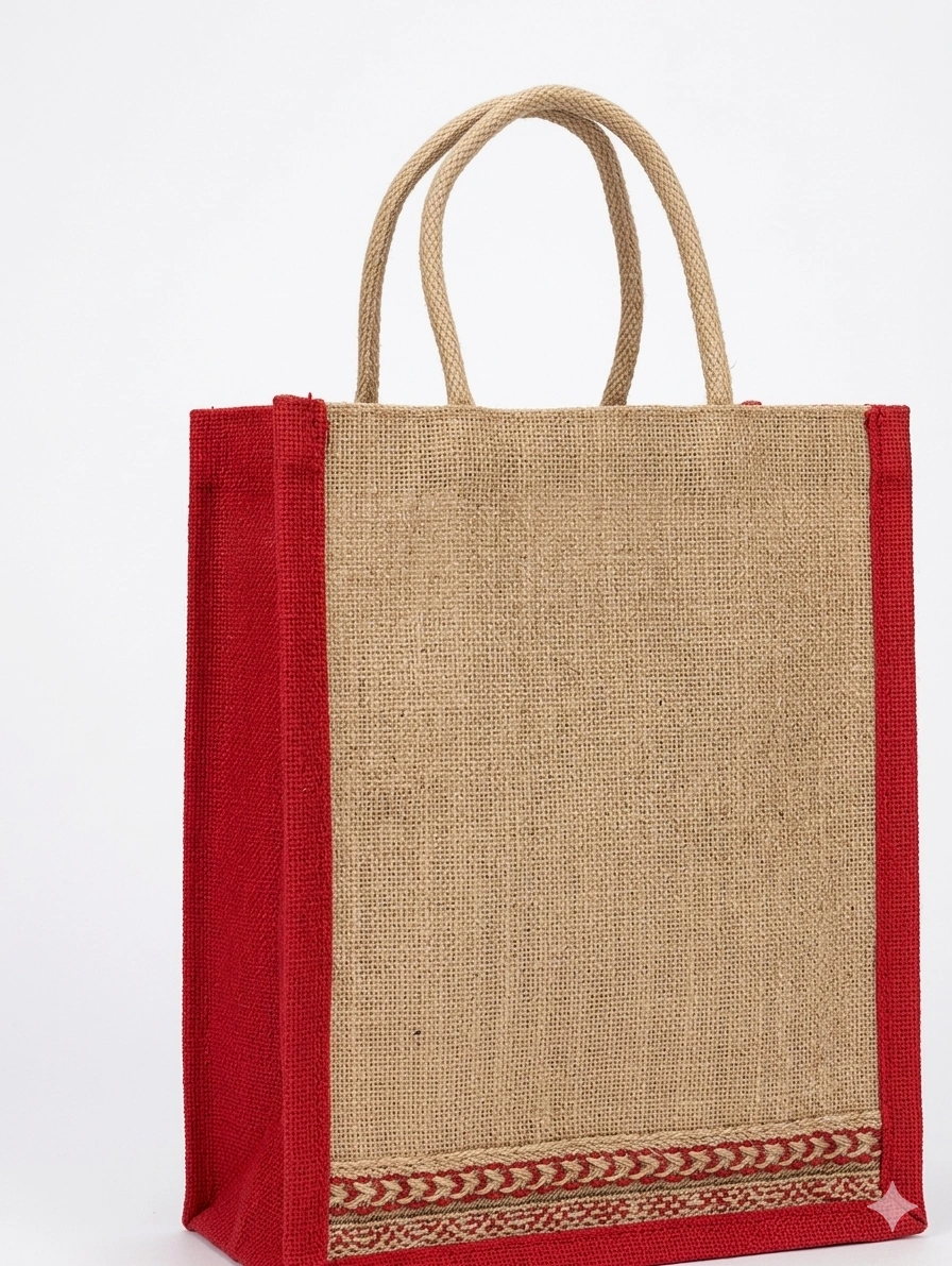 Rustic Canvas & Jute Hamper Bag